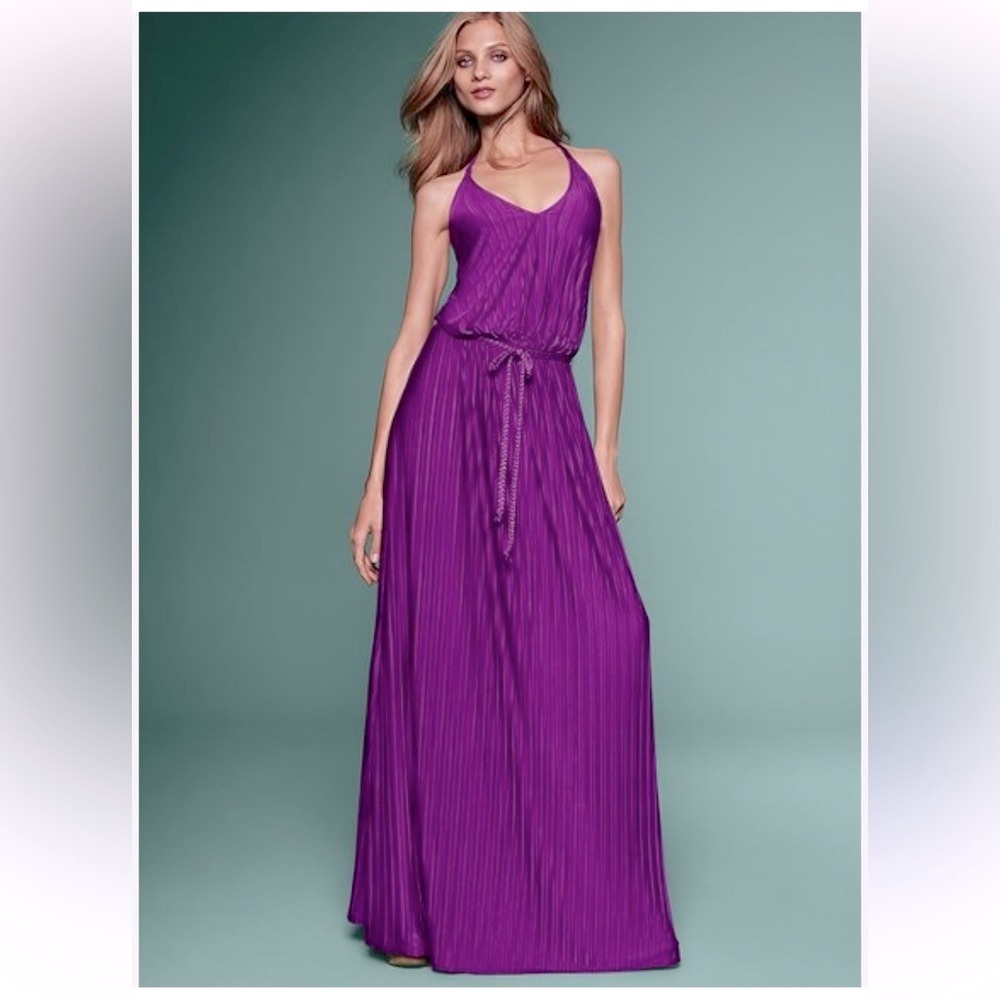 Victoria’s Secret Purple Halter Goddess Style Maxi Dress Small Fairycore